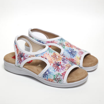 SANDALIA STRETCH CONFORT FLORES BLANCO